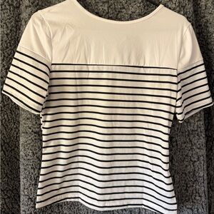 Women's Black & White Striped Short Sleeve Tee